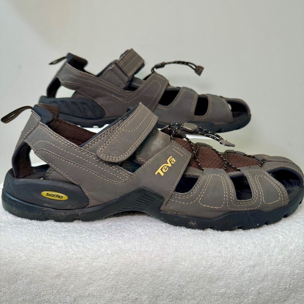 Teva Forebay Men's Brown‎ Sport Hiking Sandals Water Ready Shoc Pad Size 14